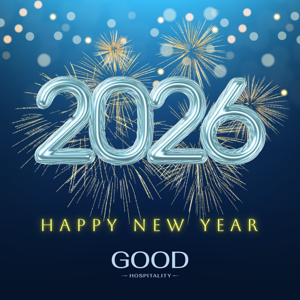 HospitalityGood's tweet photo. Happy New Year from all of us at Good Hospitality! 

We're thankful for our partners, team members, and guests who made this past year such a success. Here's to continued growth and another year of serving with excellence and heart! 

#HappyNewYear #GoodHospitality https://t.co/DqxOq0C1z9