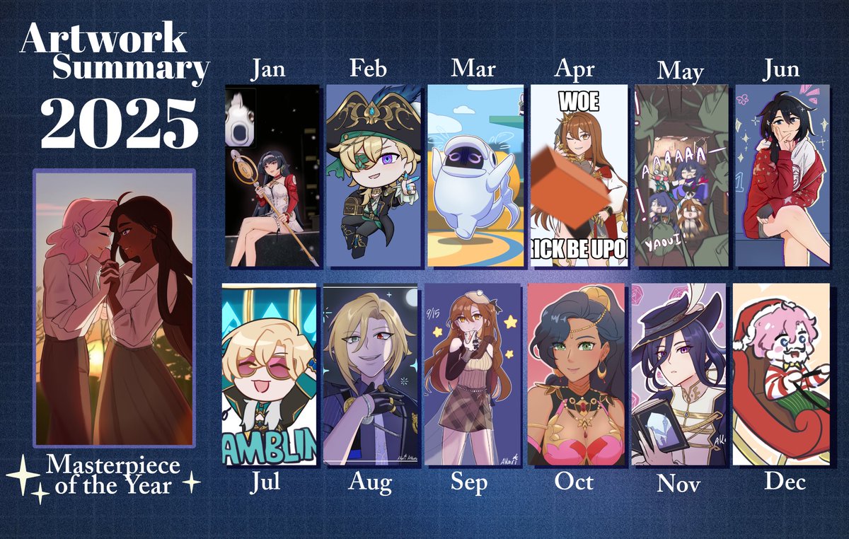 AkariAtkinson's tweet image. 2025 Art Recap! Time sure flies when you’re figuring out how to draw.
See you all in 2026!

 #ArtSummary2025