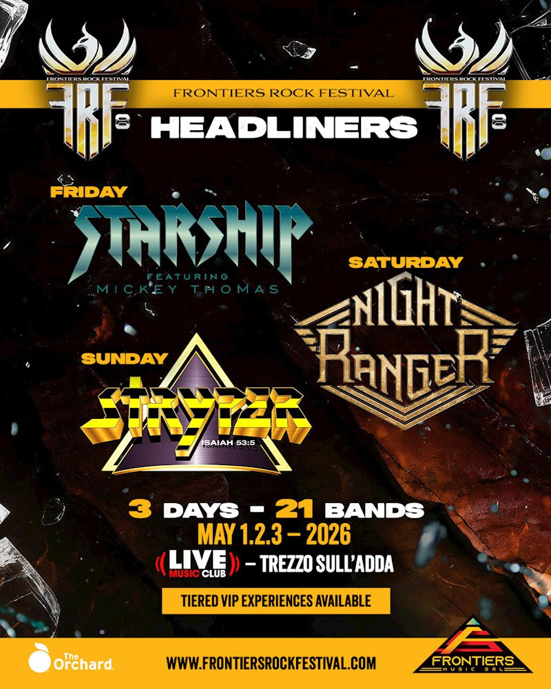 STARSHIP, NIGHT RANGER and STRYPER to Headline FRONTIERS ROCK FESTIVAL 2026

mauce.nl/frontiers-rock…

#FrontiersRockFestival #Starship #NightRanger #Stryper