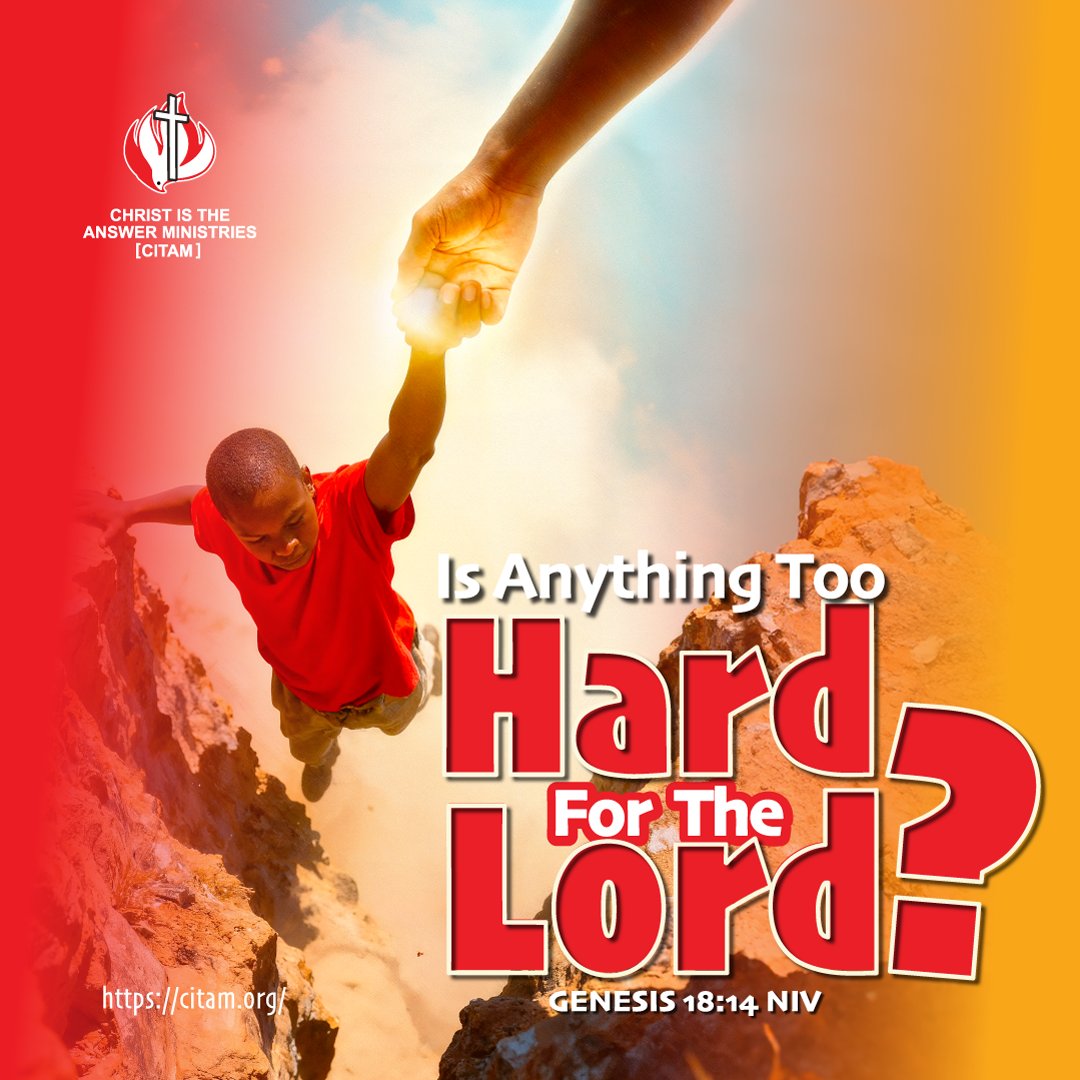 citamkakamega's tweet photo. Is anything too hard for the Lord?
Is anything too hard for the Lord? With God, nothing is impossible. We trust His hand and walk by faith.
“Is anything too hard for the Lord?” — Genesis 18:14 (NIV)
#WithGodNothingIsImpossible
#ChristIsTheAnswer
#WalkingByFaith
#HopeInGod https://t.co/hhjhnzJtSu