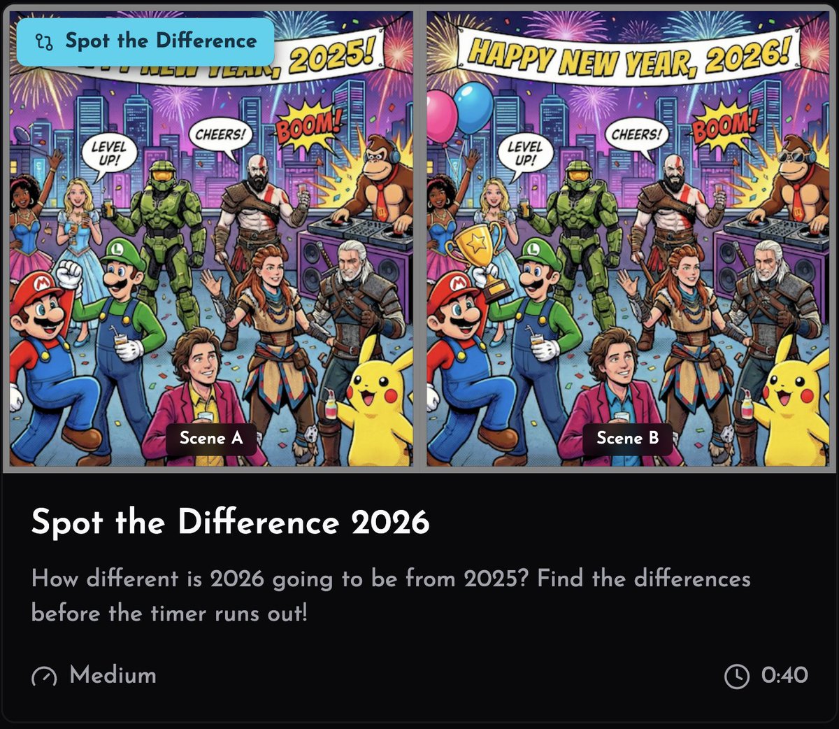 renderwolfai's tweet photo. Play our "Spot The Differences" game and let us know how you think 2026 will bring more fun, coolness and smiles!
https://t.co/NE8a5Pe0kd

Happy New Year 2026 from the wolf pack! 🎉 🎊 We look forward to a breakthrough year for game makers, with better creative tools to help you bring your vision to life.