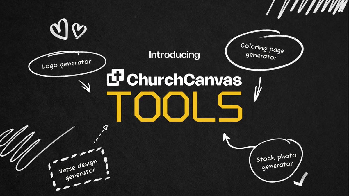 Church work needs more than just sermon graphics.

That’s why we built Tools — new ways to create verse designs, stock photos, coloring pages, and logos, all in one place

Available now for Plus users ⚒️

Learn more: churchcanvas.ai/resources/new-…