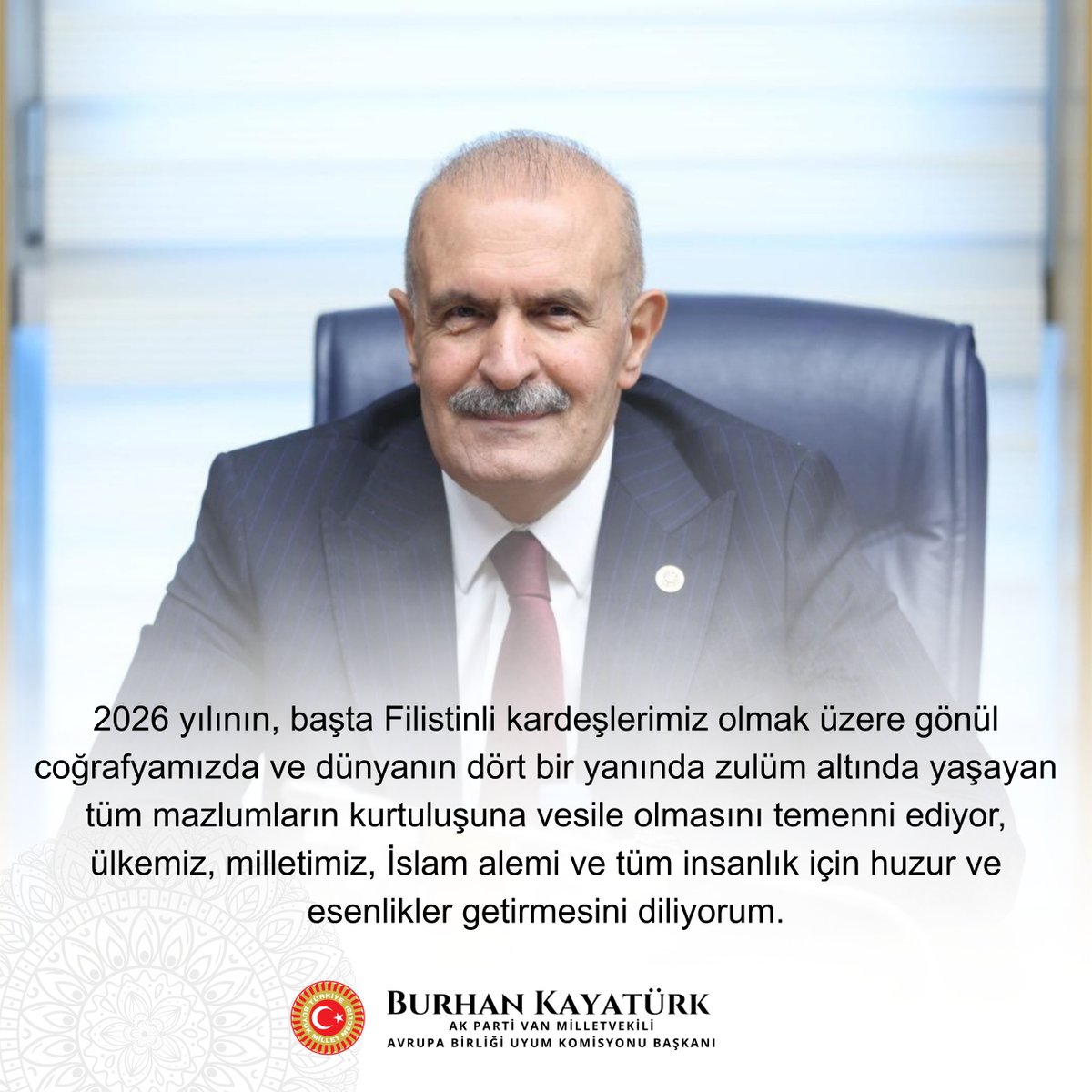 Yeni bir miladi yıla girerken, geride kalan yılın bize ve özellikle ülkemize kazandırdığı güzelliklerin yanında, hafızamızdan ve gönlümüzden asla silinmeyecek derin hüzünler bıraktığını da ifade etmek gerekir.

Yeni yılın, başta Filistinli kardeşlerimiz olmak üzere gönül