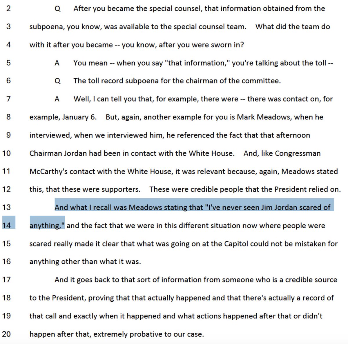 emptywheel's tweet image. Jim Jordan staffer: Why did you subpoena Jim Jordan's phone records?

Because Mark Meadows told us he had never seen @jim_jordan scared before.

legacy.www.documentcloud.org/documents/2645…