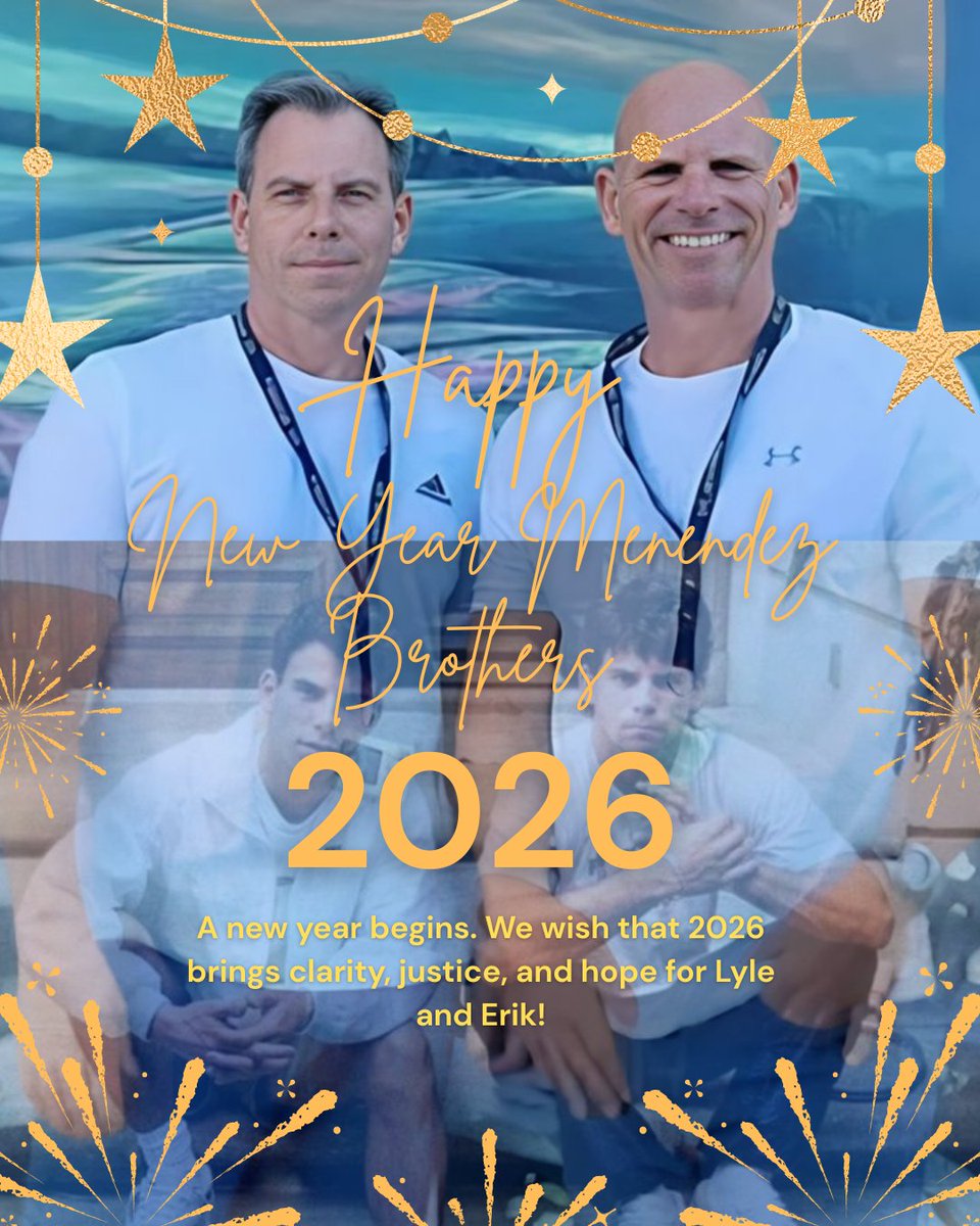 ✨ Happy New Year 2026 ✨
Wishing hope, strength, and new beginnings.
Our thoughts are with Lyle and Erik Menendez. 🤍
#JusticeForErikAndLyle
#HappyNewYear2026 #Hope