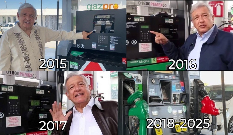 EmilioVallejoRL's tweet image. Activen la Alerta Amber, porque desde 2018 a la fecha, @lopezobrador_ se desapareció de la gasolinera en la que año tras año asistía religiosamente a grabar un vídeo quejándose del precio de la gasolina.

¡Eso sí! Cumplió en qué pagáramos $10 pesos...$10 pesos de puro impuesto.…