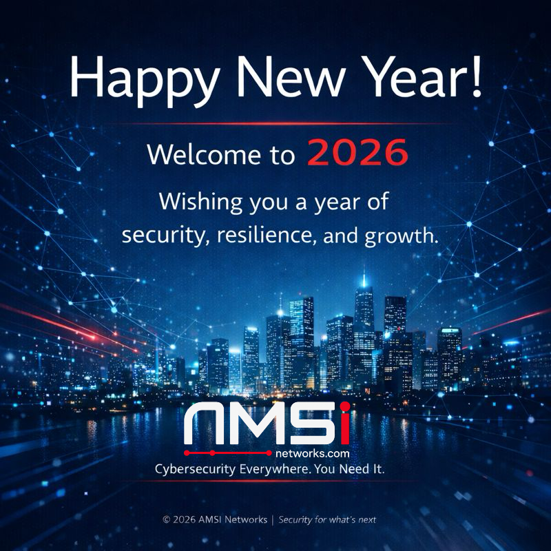amsinetworks's tweet photo. ✨ Happy New Year!
Welcome to 2026. Wishing you a year of security, resilience, and growth.

Thank you to our clients and partners for trusting AMSi Networks.
Here’s to building a safer digital future together.

#HappyNewYear #Cybersecurity #AMSiNetworks #2026 #DigitalSecurity https://t.co/2RGKqv9hMH