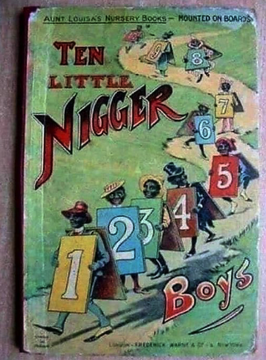 AfricanArchives's tweet image. One of the several nursery books series taught to white children to count in the late 1800s and the early 1900s. 

Depicted in the book are caricatures of Black boys who are eliminated by a series of events, counting down to the last one.