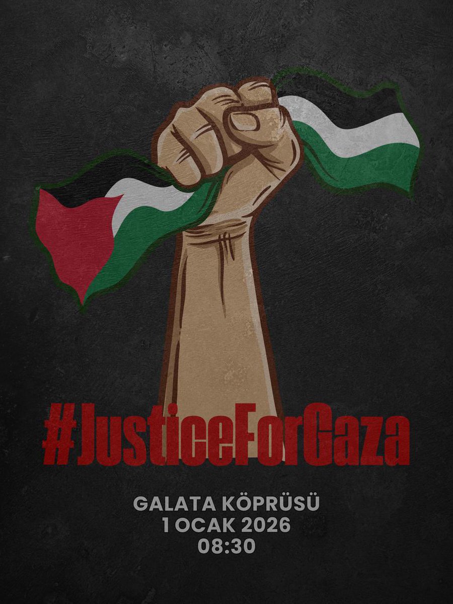 Gazze’de çocuklar büyümüyor; hayatta kalmaya çalışıyor.
Bu tabloyu “normal” kabul edemeyiz! #JusticeForGaza

📍 Galata Köprüsü
🗓 1 Ocak 2026
⏰ 08.30