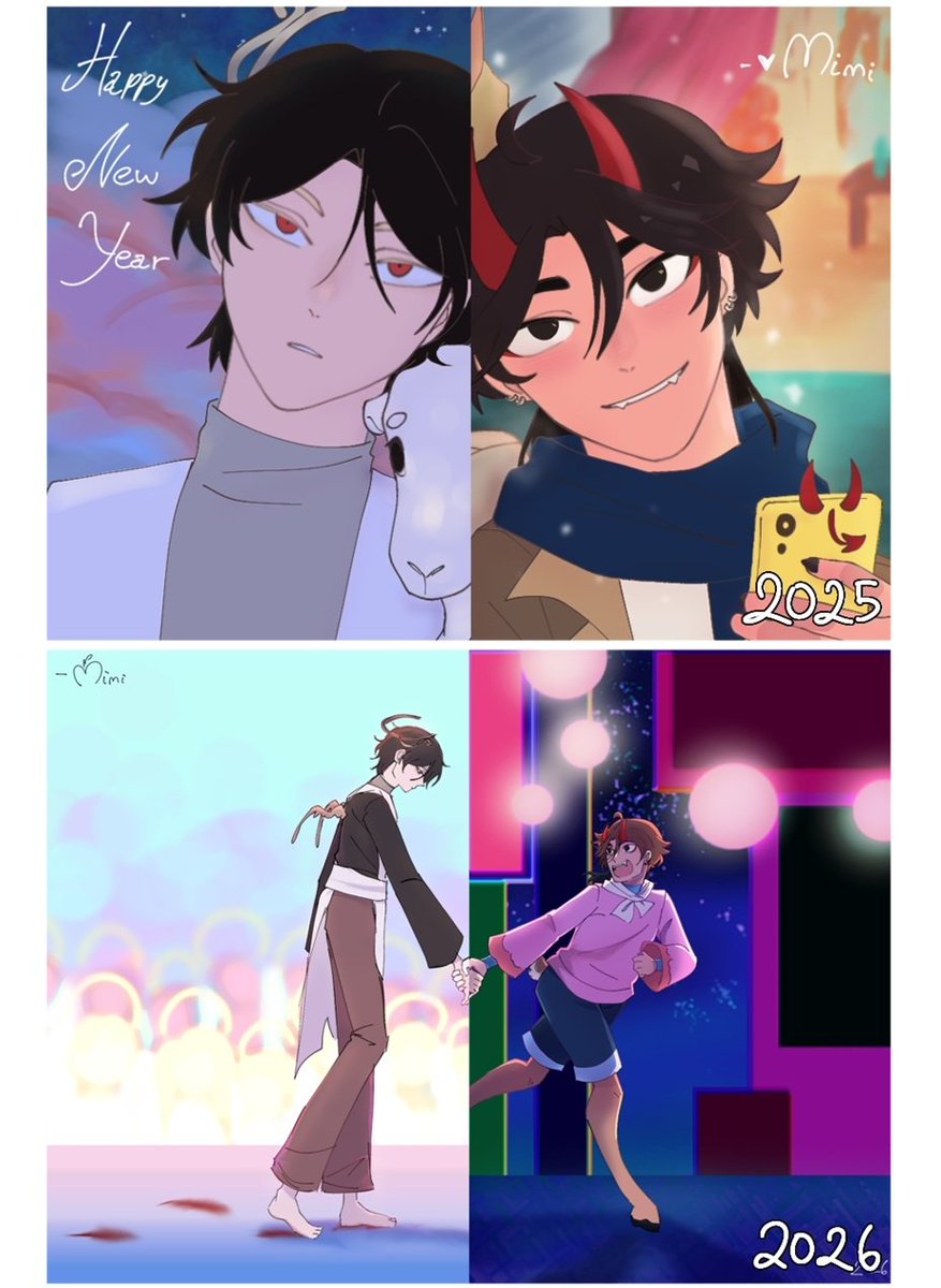 verynice_name's tweet photo. Happy 2026! Sinners has been through another year :-0! Time goes by fast, and things will change. But no matter what, we have each other. Hopefully I'll still stick along and continue giving updates on the novel's art and other stuff!
🍎
[Art from Mimi 2025 &amp; 2026] https://t.co/KgkYLpOP0P