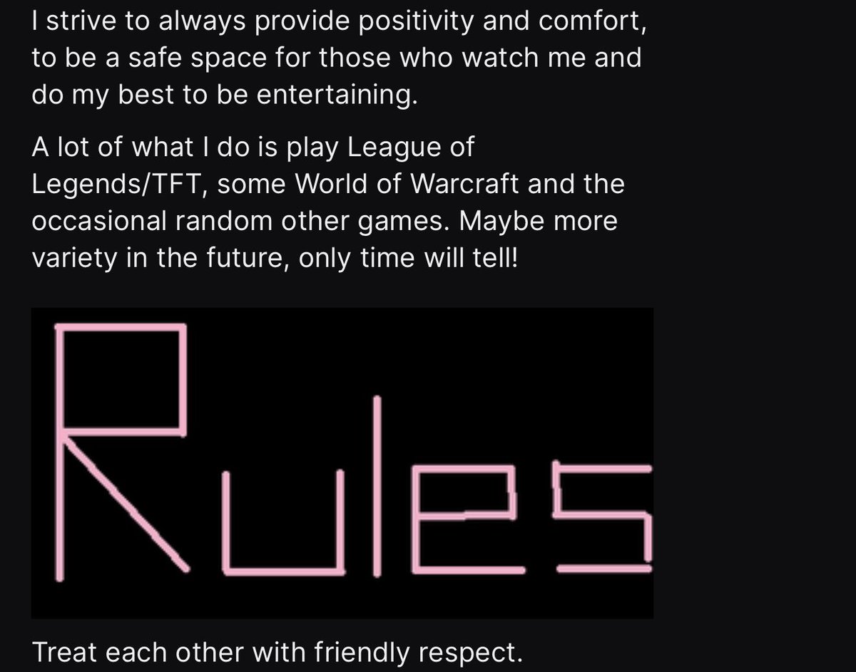 JoshRHitchcock's tweet photo. @KristaStreams @DumLeaguePup @qstrql @Romey___ From their twitch bio. Should say spreading positivity until I don’t want to because I rather I try to “um, actually” on Twitter and some good ol fashion wiener measuring. https://t.co/U3VM3Vcit8