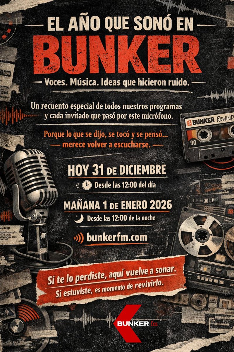 Bunker_FM's tweet photo. #anonuevo  365 días han transcurrido y hacemos un recorrido por todas las conversaciones que tuvimos con los protagonistas de https://t.co/2J9STERG1J https://t.co/vjTG9TbpGI