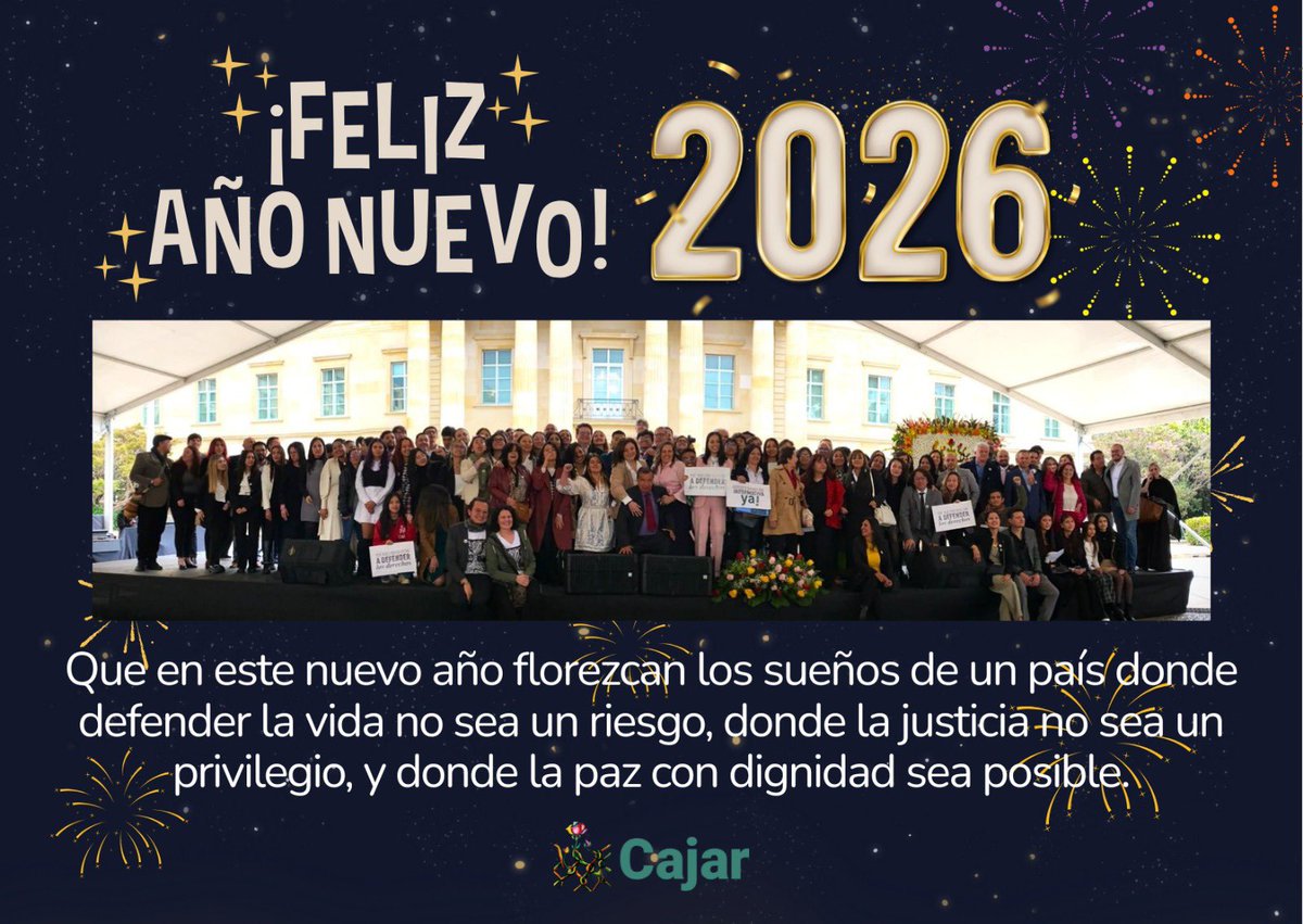 ✨Les deseamos felices fiestas y un #AñoNuevo2026 lleno de esperanza y resistencia.

En estas festividades no olvidamos a quienes enfrentan amenazas por alzar la voz y defender los DD.HH a las y los líderes sociales que protegen sus territorios, y a las comunidades que resisten