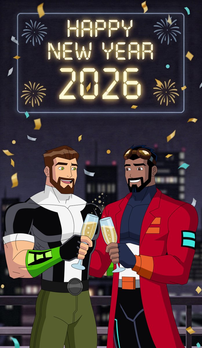 Angelmilian94's tweet image. My last fanart of the year. Ben 10,000 &amp;amp; Generator Rex: Heroes United, but 30 year olds celebrate the last stand of 2025!
Ben 10,000 &amp;amp; Adult Generator Rex sleeping together  #Ben10 #GeneratorRex #bara #muscle #benrex #Ben10000 #RexSalazar #fanart #HappyNewYear2026