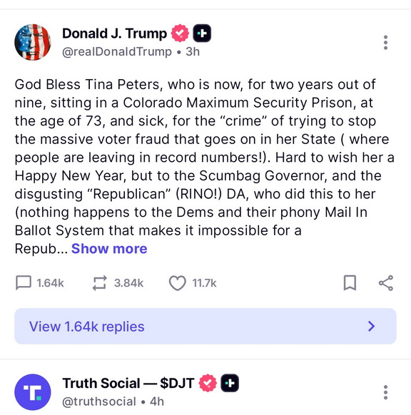 Nedlyman's tweet image. Trump posted this on Truth Social but took it down