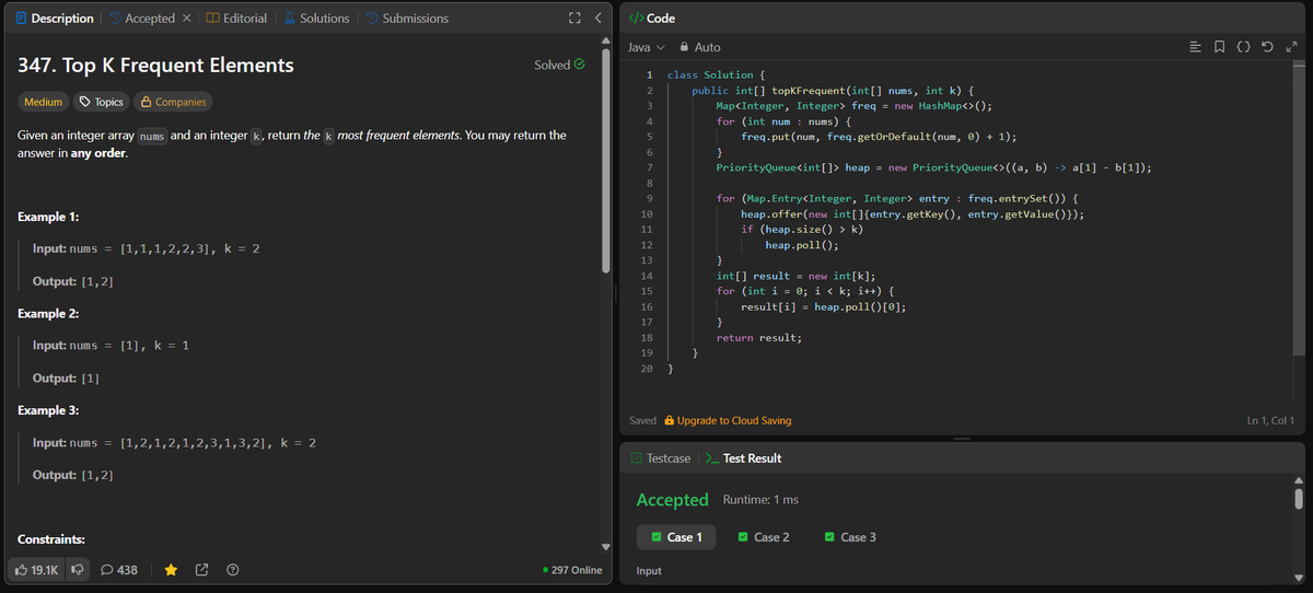 rituu_09's tweet image. Day 365 of 2025:                                    
👩‍💻 Code to Crack Companies!                                   
▫️Longest Common Prefix
▫️Top K Frequent Elements
A year of growth!!
#placementprep #2025Goals #leetcode #letsconnect