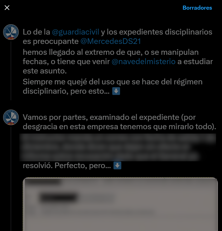 <a href="/MercedesDS21/">Mercedes González</a> 
Hace algo más de 1 hora, estaba preparando un 🧵 sobre el abuso en los expedientes disciplinarios.

Sin embargo, tras observar un posible delito por parte de instructor y secretario, he decidido borrarlo.

Si el socio se anima, <a href="/guardiacivil/">Guardia Civil</a> tendrá noticias