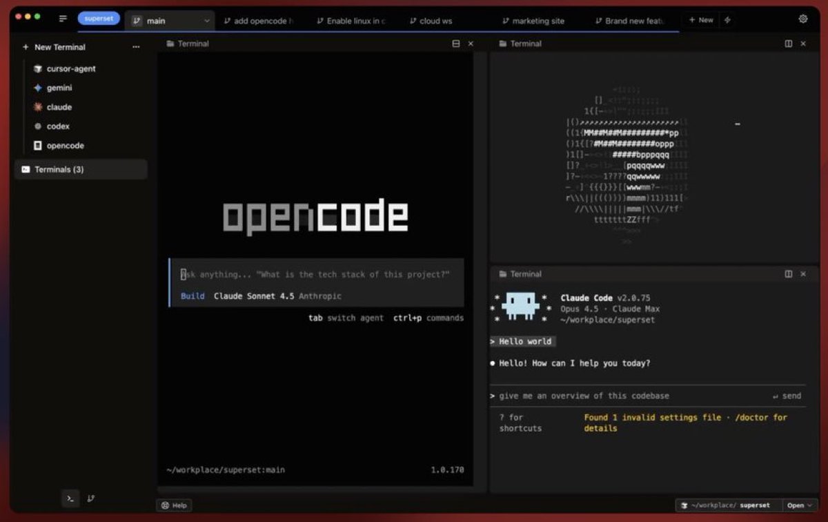 Superset multi-agent terminal