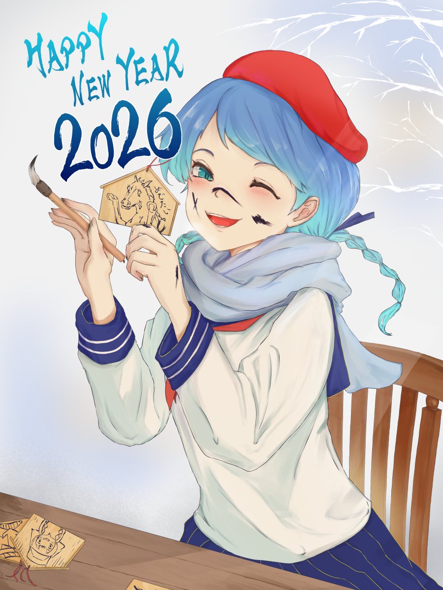 chosuido's tweet image. ㊗ Happy New Year!🎍

新年あけましておめでとうございます。
超水道の斑（@buchi_not）によるイラストとともに、みなさまへ新年のお祝いを申し上げます。

超水道も今年で18周年！（成人……？）
2026年も変わらず、作品づくりを精一杯がんばってまいります！どうぞよろしくお願いします！🙌