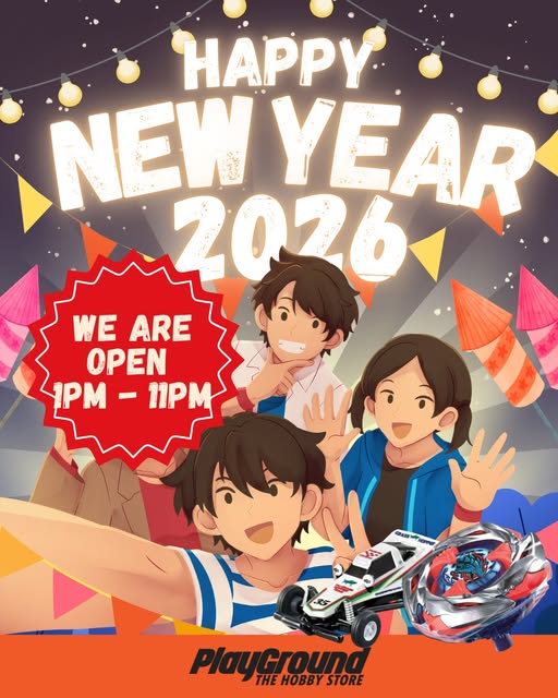 THEPLYGRNDSG's tweet photo. HAPPY NEW YEAR 2026!
WE ARE OPEN FROM 1PM TO 11PM on 1/1/2026
OUR TAMIYA MINI4WD TRACK AND BEYBALDE STADIUM
#tamiya #tamiyamini4wd #四驱车 #三二四驱 #ミニ四駆 #ミニ四駆Pro #tamiyasingapore #tamiyamalaysia #singapore #theplaygroundsg #theplayground #ミニ四駆 #mini4wd #beyblade https://t.co/E1hwPI09CG