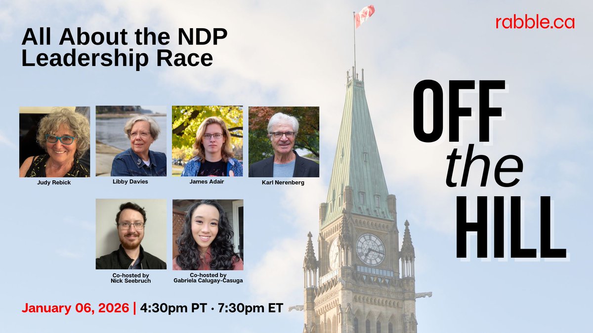 rabbleca's tweet photo. 📣 Save your spot for our upcoming Off the Hill: https://t.co/G6aYbxjXkE

With the NDP set to choose a new leader at the end of March, our panel breaks down the race so far, including key issues, endorsements, and campaign moments. https://t.co/t1HXmFAFNu