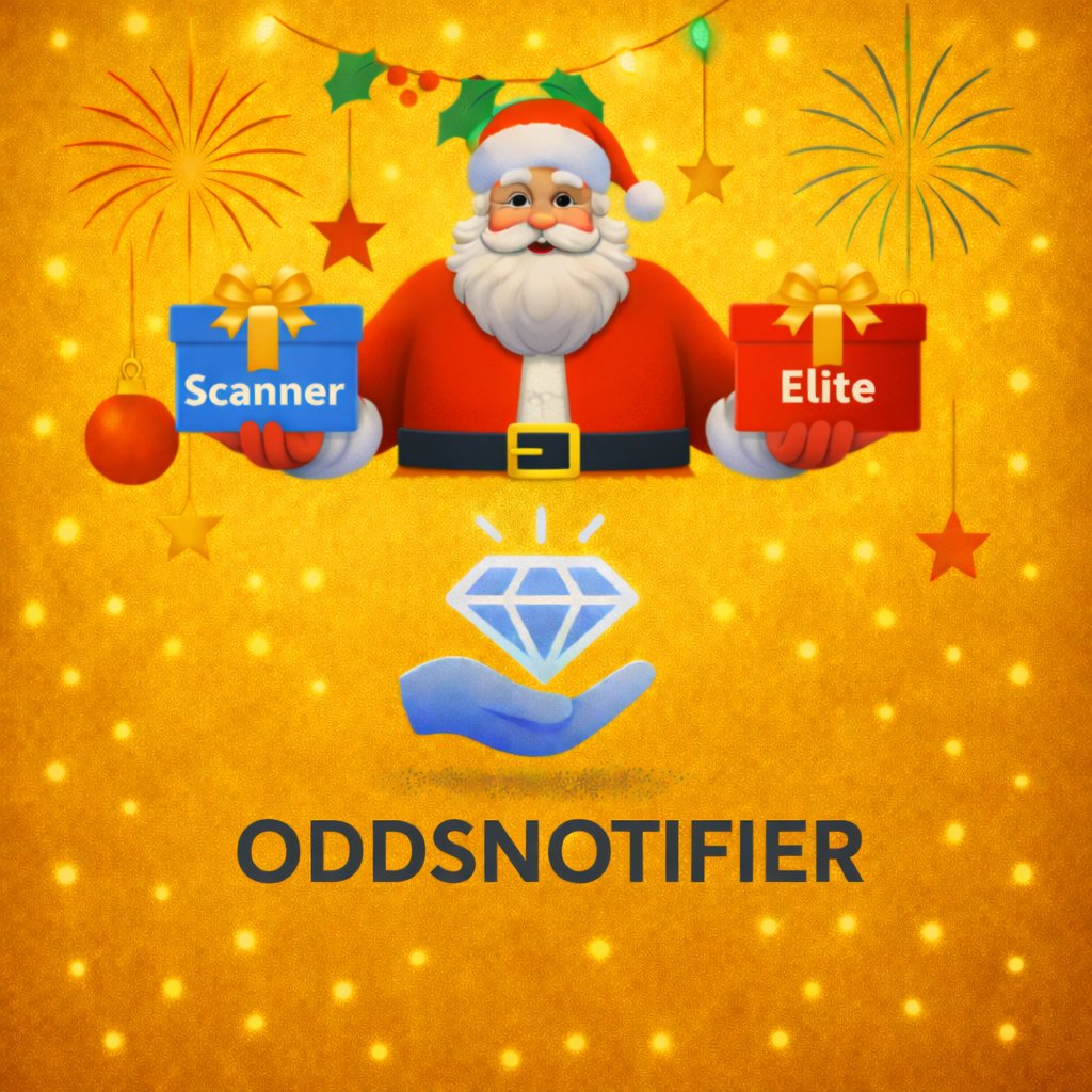 oddsnotifier's tweet image. OddsNotifier Christmas 12/12 🎅🏼

🎅🏼 Christmas Giveaway 🎅🏼

To close out the year, one last super giveaway:

5 Elite Plans
5 EV+ Scanners

And a new year public discount code to end on 🫡 

To participate:
Like this post
RT (2x more chances and get a super coupon)
Leave a comment…