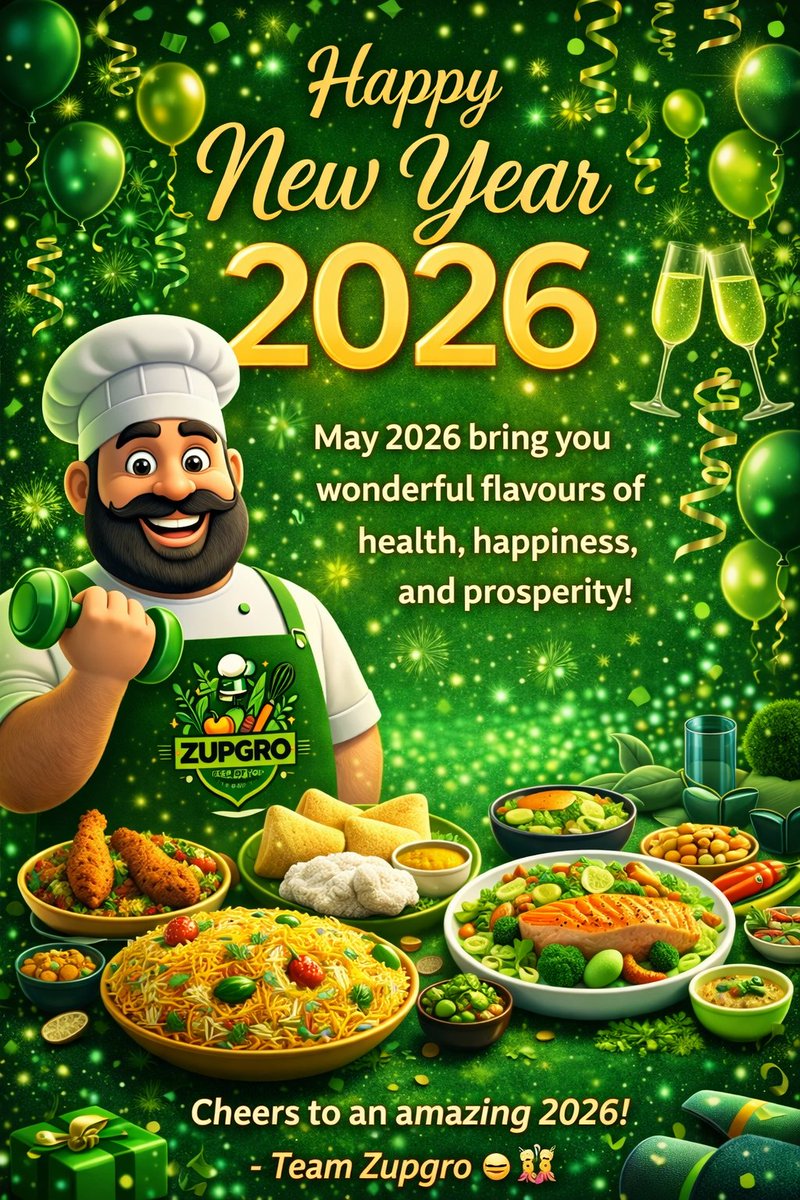 ZupgroLife's tweet photo. ✨ Happy New Year 2026 from Zupgro ✨
Fresh meals. Fitness fuel. Celebrations made special.
Let’s make this year healthier and happier—together.
👉 Experience a Chef For You
#Zupgro #NewYear2026 #ChefForYou https://t.co/mfxN7GyHDP