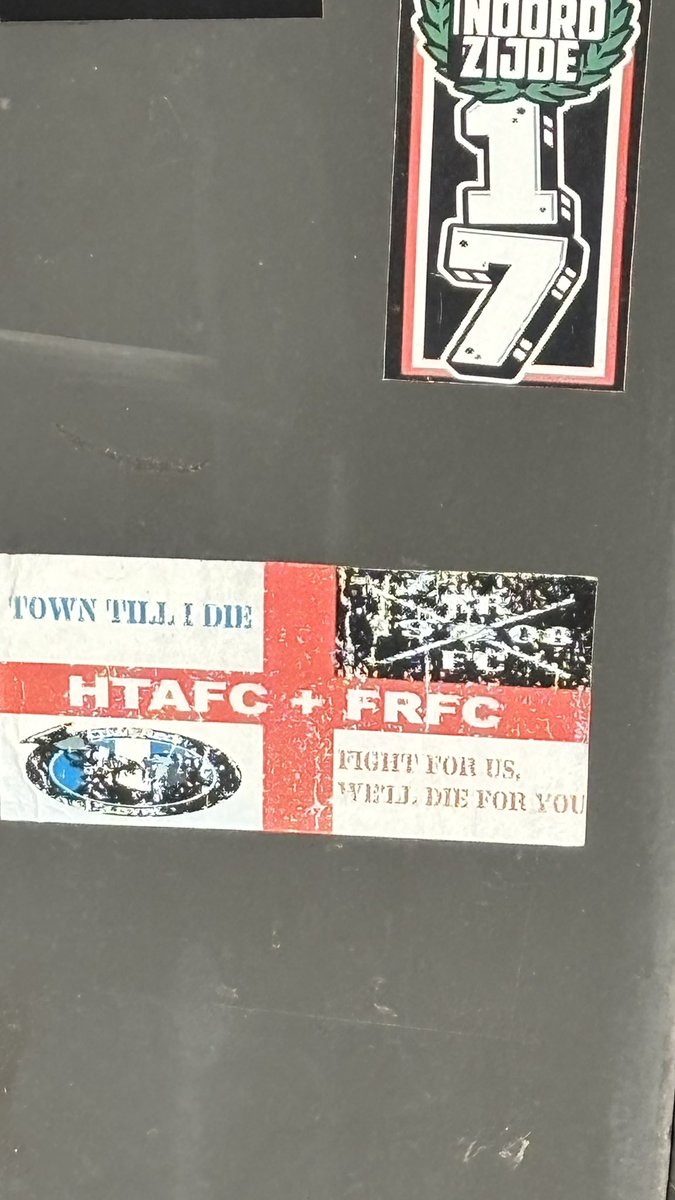 ArchieBaless's tweet image. #HTAFC sticker seen at De Kuip today, would love to know who’s behind this one 🤣
