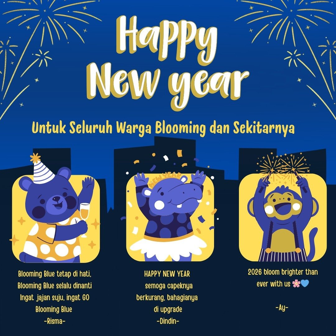 Hello, 2026 ✨
Dari Blooming Blue untuk semua: semoga tahun ini ramah dijalani, cukup pelan untuk dinikmati, hal-hal baik datang terus tanpa jeda, dan yang berat cukup jadi cerita, nggak perlu ikut melangkah lagi 💙