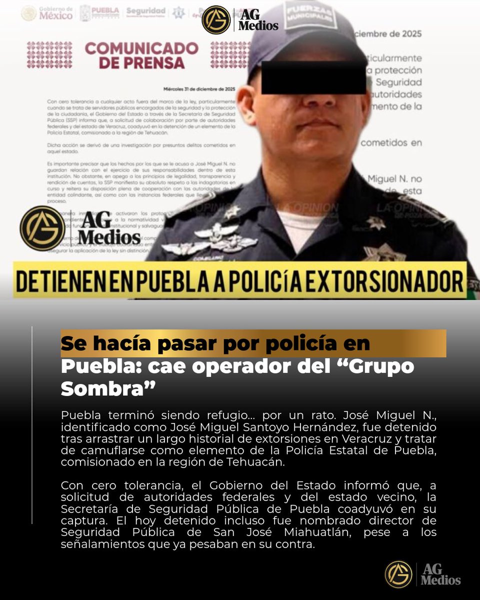 🚨👮\u200d♂️ Se hacía pasar por policía en Puebla: cae operador del Grupo Sombra  🛑 Tras un operativo, detienen a un sujeto que fingía ser agente policial y  que presuntamente está vinculado al, image size:960x1200
