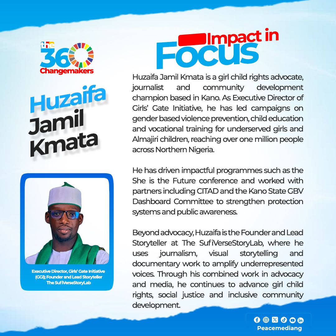 Some people talk about protecting girls. Huzaifa Jamil Kmata is building systems around them.

As Executive Director of Girls’ Gate Initiative, he has led campaigns on gender-based violence prevention, education and vocational training for underserved girls and Almajiri children,