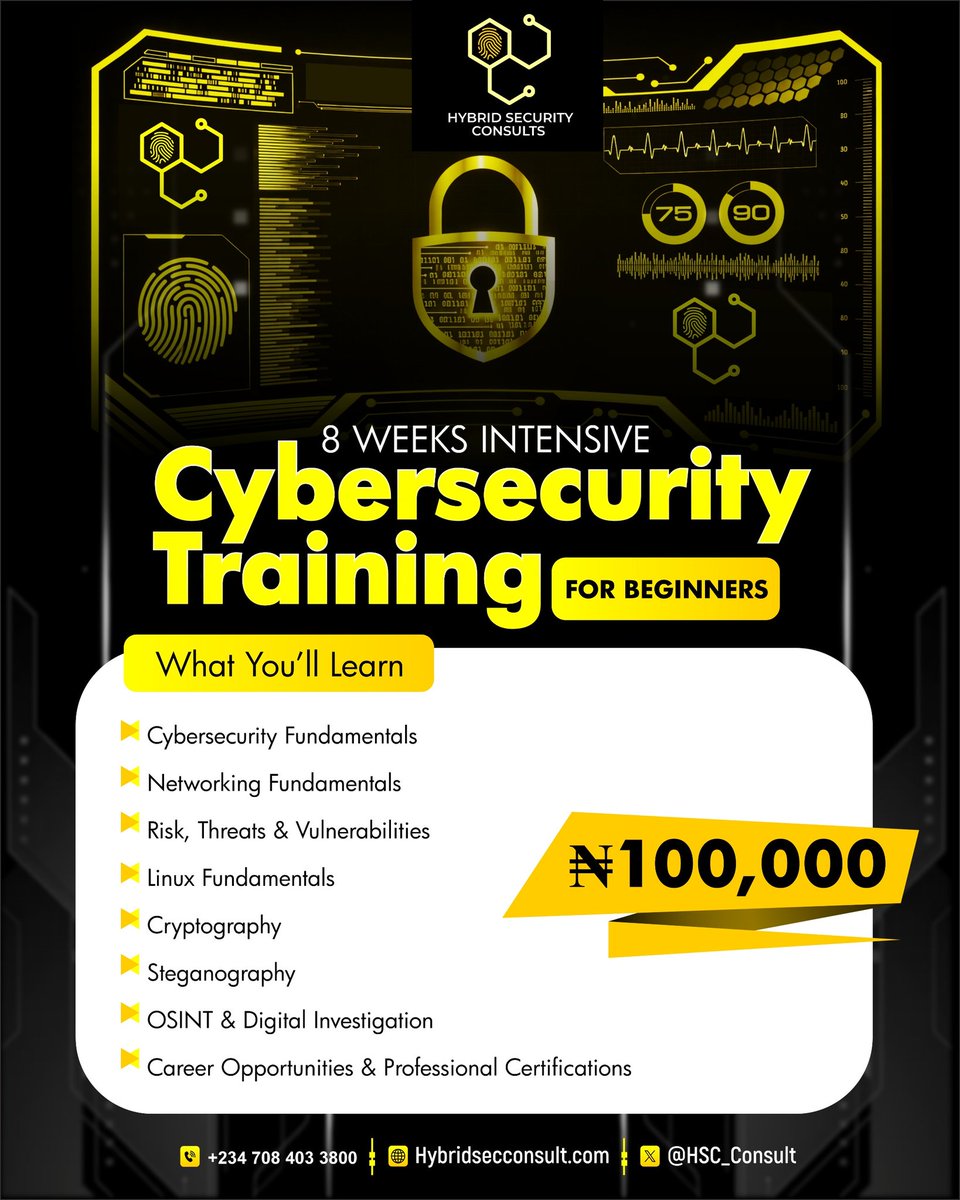 🚀 Cybersecurity Bootcamp starts Jan 9, 2026
Learn Networking, Cryptography &amp; real-world cyber defense — hands-on.
Paid • Practical • Serious skills
📎 Register below 🔐

forms.gle/M9vcTtm83c3T8Q…