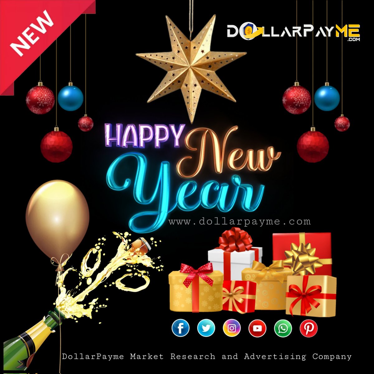 DollarPayMe's tweet photo. ✨ Happy New Year 2026! ✨

Welcoming 2026 with new goals, fresh ideas, and endless opportunities.
Wishing everyone success and growth in the year ahead. 🚀
— DollarPayme Market Research Company

🌐 https://t.co/OYAXHcySx5

#HappyNewYear2026 #DollarPayme #NewYear2026 https://t.co/yn1IK9lXNF