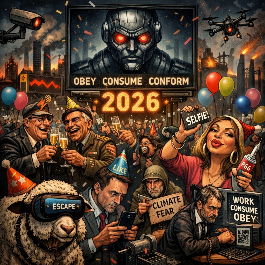 BPartisans's tweet image. 💊 « Obéir, consommer, recommencer »
Par @BPartisans 

Comme chaque année, je ne célèbre pas le Nouvel An.
Non par misanthropie, mais par lucidité. Il n’y a rien à célébrer.

2025 n’a pas été une mauvaise année : elle a été une démonstration.
La preuve que le déclin n’est plus…