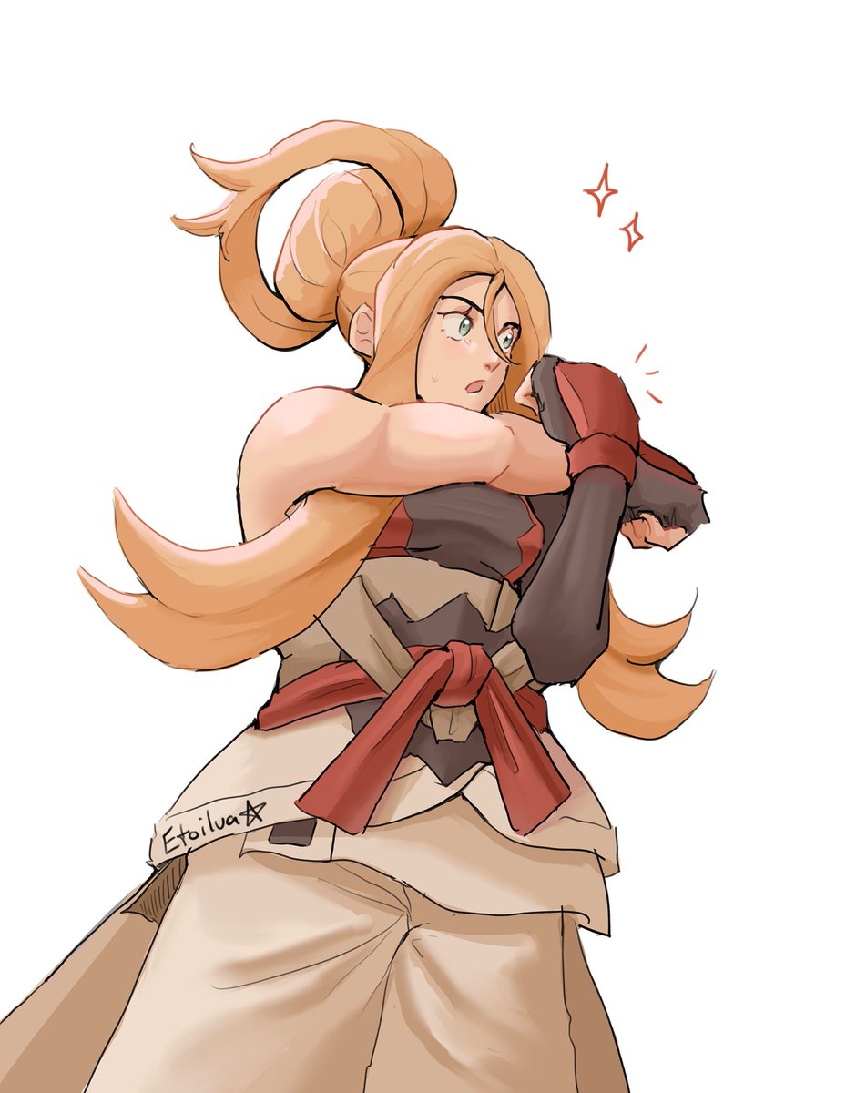 etoiluart's tweet image. They couldn’t let Korrina take the Fist of Justice uniform because they knew she’d wear it better than us
#PokemonLegendsZA