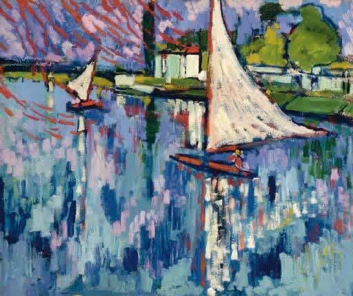 Maurice de Vlaminck (French, 1876–1958), Les barques, oil on