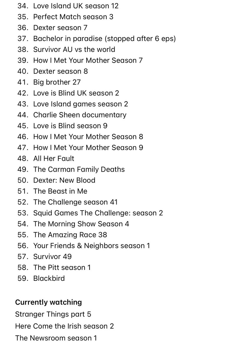 All the TV shows I watched in 2025 😁📺