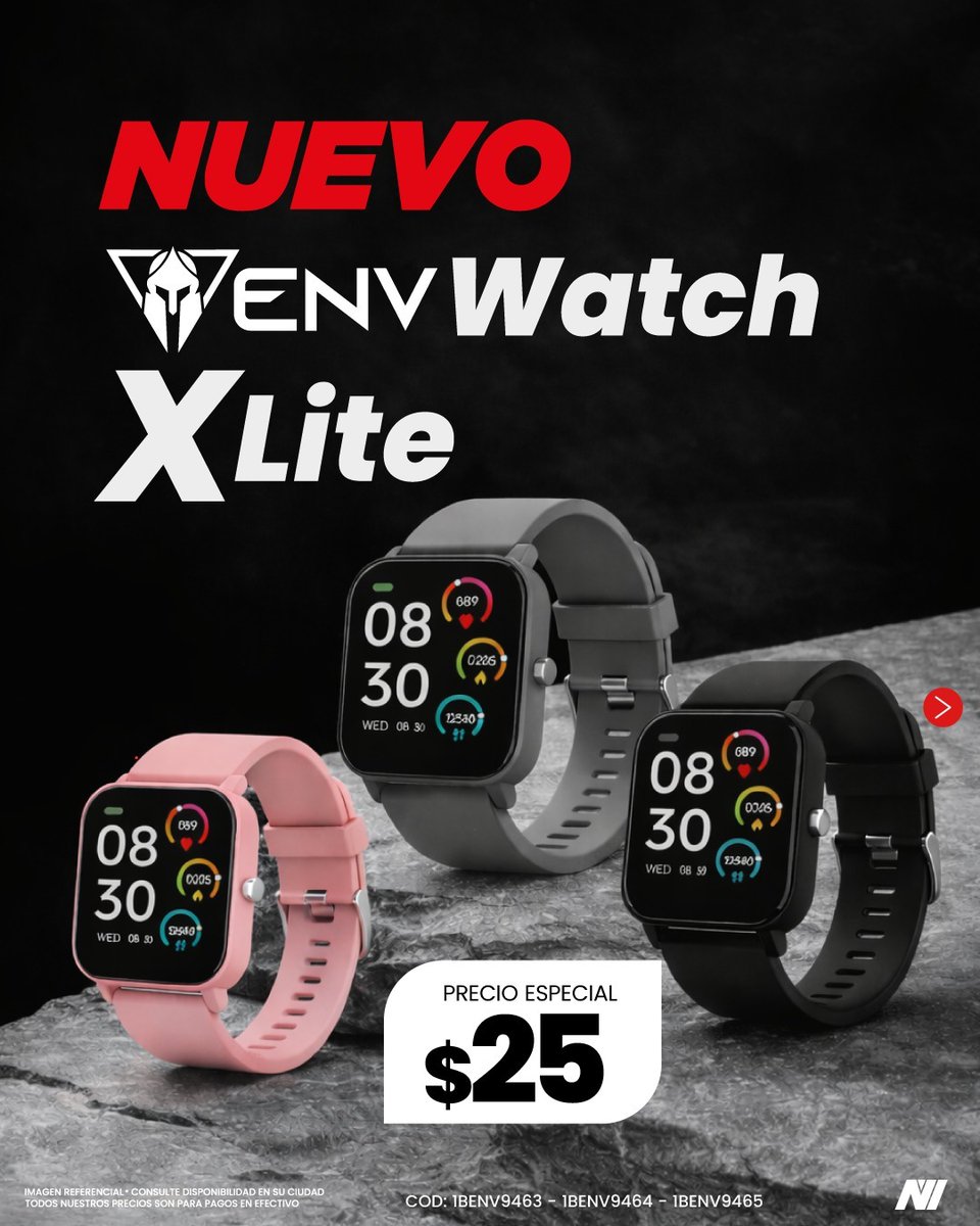 novicompu's tweet image. ⌚✨ Novinauta: ¡llegó el ENV Watch X Lite!
El gadget perfecto para tu día a día, colores que combinan con tu outfit. 👟🎽
Ven por el tuyo a Novicompu. 🚀

#Novinauta #Novicompu #ENV #Smartwatch #Tecnología