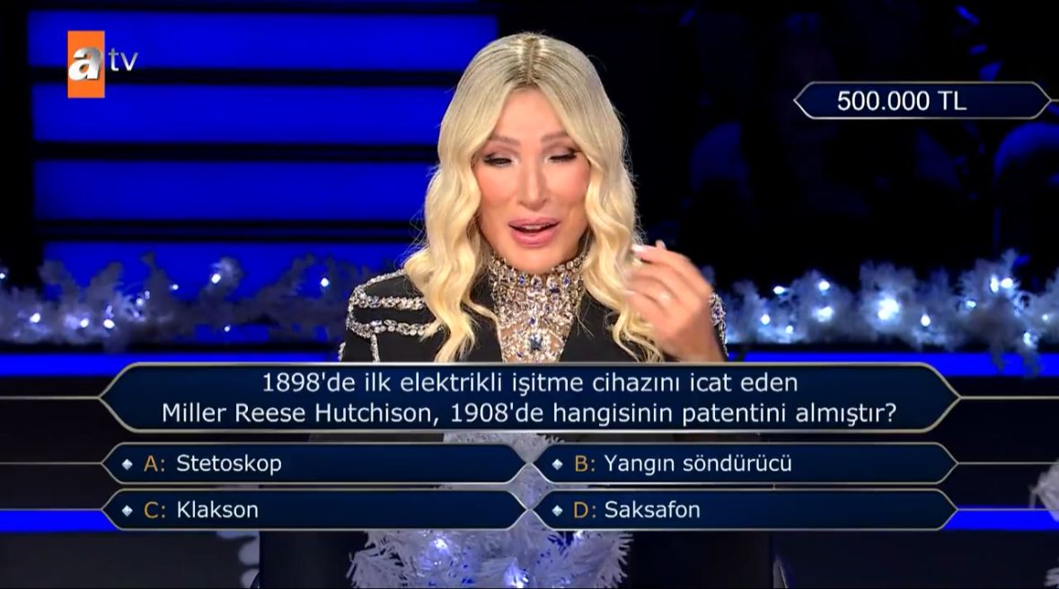 Seda Sayan'ın yarıştığı Kim Milyoner Olmak İster'de sorulan 500 bin TL'lik soru: