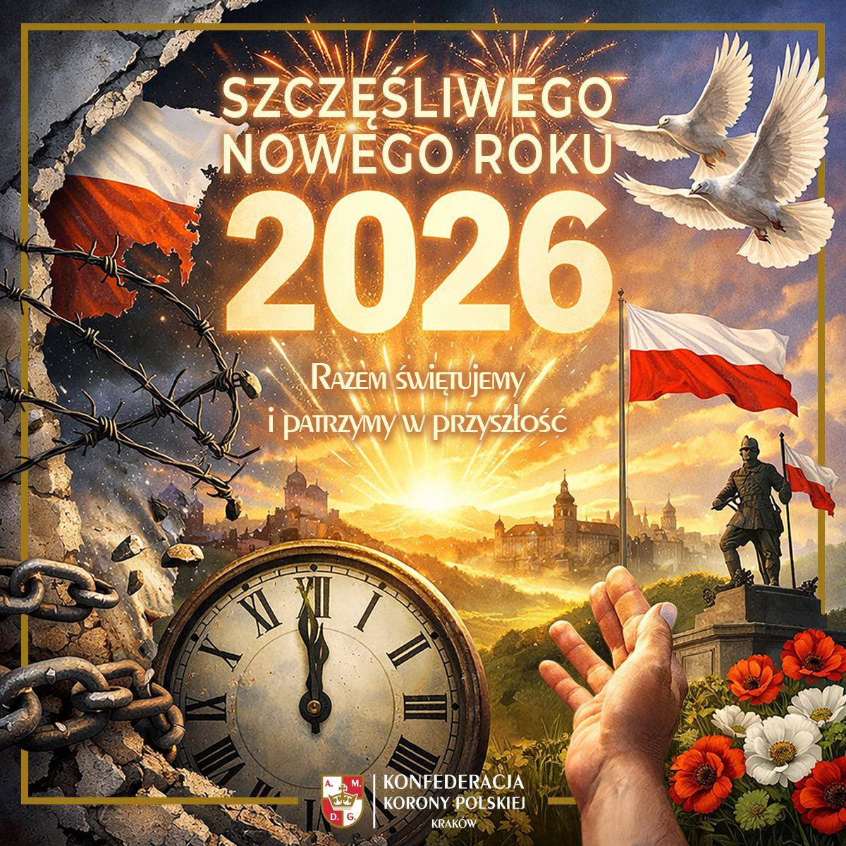 Na progu Nowego Roku życzę zdrowia, siły, wierności wartościom i odwagi w pracy dla wolnej, suwerennej Polski - niech Bóg prowadzi. Szczęść Boże!!!