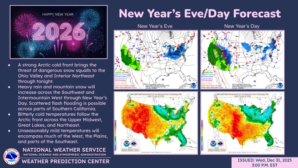 Happy New Year!🎉2025 will close out with an Arctic front bringing