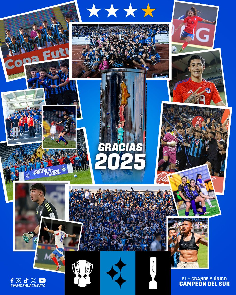 𝐆 𝐑 𝐀 𝐂 𝐈 𝐀 𝐒 2️⃣0️⃣2️⃣5️⃣

👋Se acaba el año y nosotros enviamos un gran y cariñoso saludo a todos y todas, que fueron parte de esta temporada💙🖤

🫂Unidos y motivados avanzamos hacia un nuevo año, preparando y enfrentando los desafíos que se aproximan⚽️💪

#VamosHuachipato