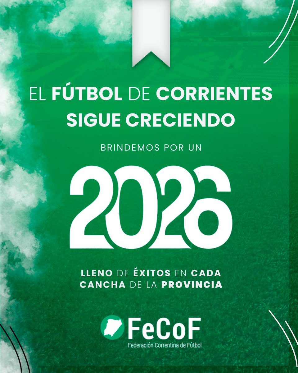 🥂 Feliz Año Nuevo para toda la comunidad futbolera de Corrientes ⚽️ muchas felicidades para cada liga, club y colaborador que hace posible que el fútbol de la provincia siga creciendo 🫂

🤝🏽 Por mucho más fútbol correntino 🥳

#FECOF #FutbolCorrentino #Futbol #Corrientes