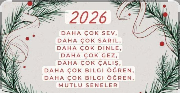 Pozitif düşün, gülümse, sıkı çalış, güçlü kal, sev ve mutlu ol"... 2026 yılının size ve sevdiklerinize sağlık ve huzur getirmesi dileğiyle"... Mutlu yıllar sizin olsun.
Ali Samar
Şanlıurfa B.Ş.B. Meclis Üyesi