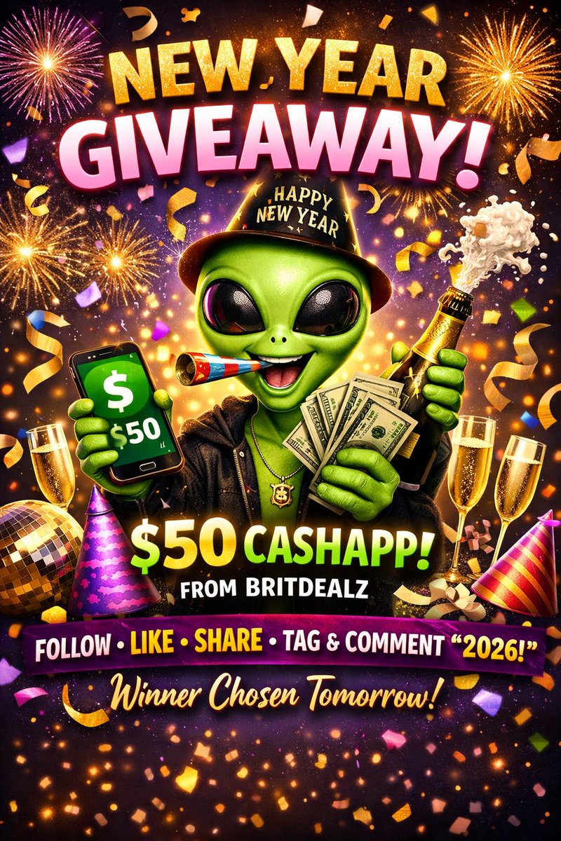 🎉 NEW YEAR GIVEAWAY 🎉

$50 CashApp from BritDealz 💸

To enter ⬇️
✨ Follow
✨ Like
✨ Share to your profile with #giveaway
✨ Tag <a href="/brittneys_deals/">BritDealz</a>
✨ Comment 2026

⏰ Winner chosen tomorrow! 🩷
#giveaway #BritDealz #NewYear #CashApp