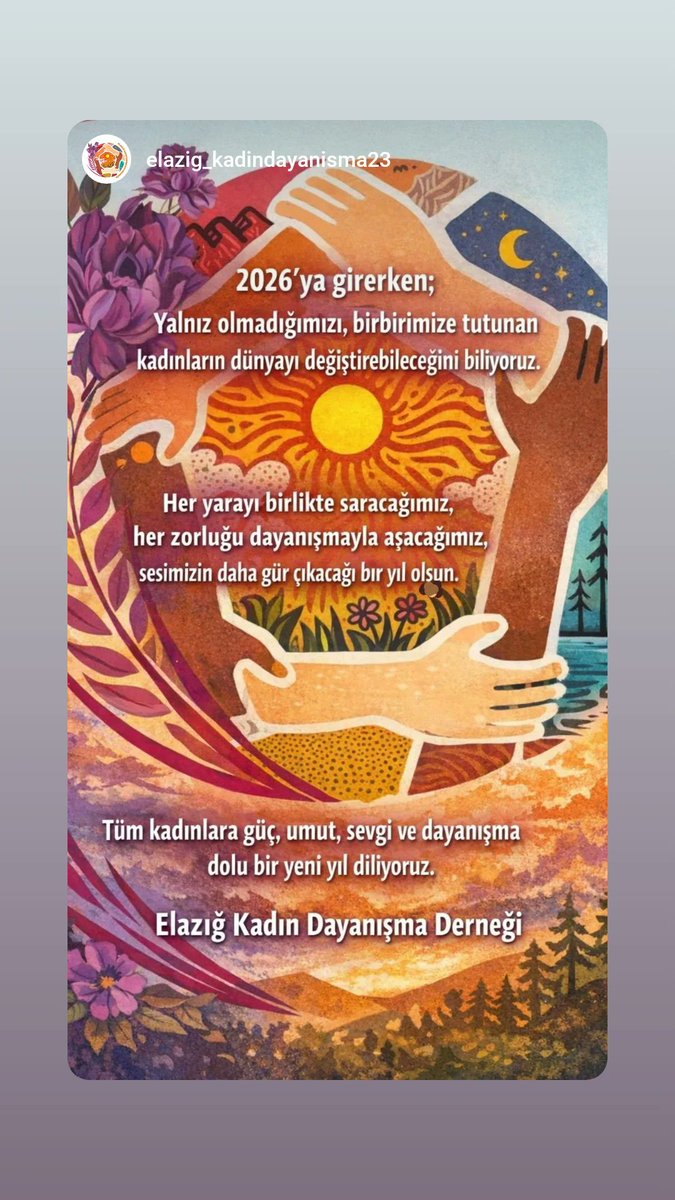 2026 yılına girerken; eşit, adil ve şiddetsiz bir yaşam umuduyla tüm kadınların yanında olduğumuzu bir kez daha hatırlatıyoruz.
Kadınların gücü, dayanışmanın sesi ve umudun ışığıyla yeni yılda da mücadelemizi büyütmeye devam edeceğiz. 
#2026yılı