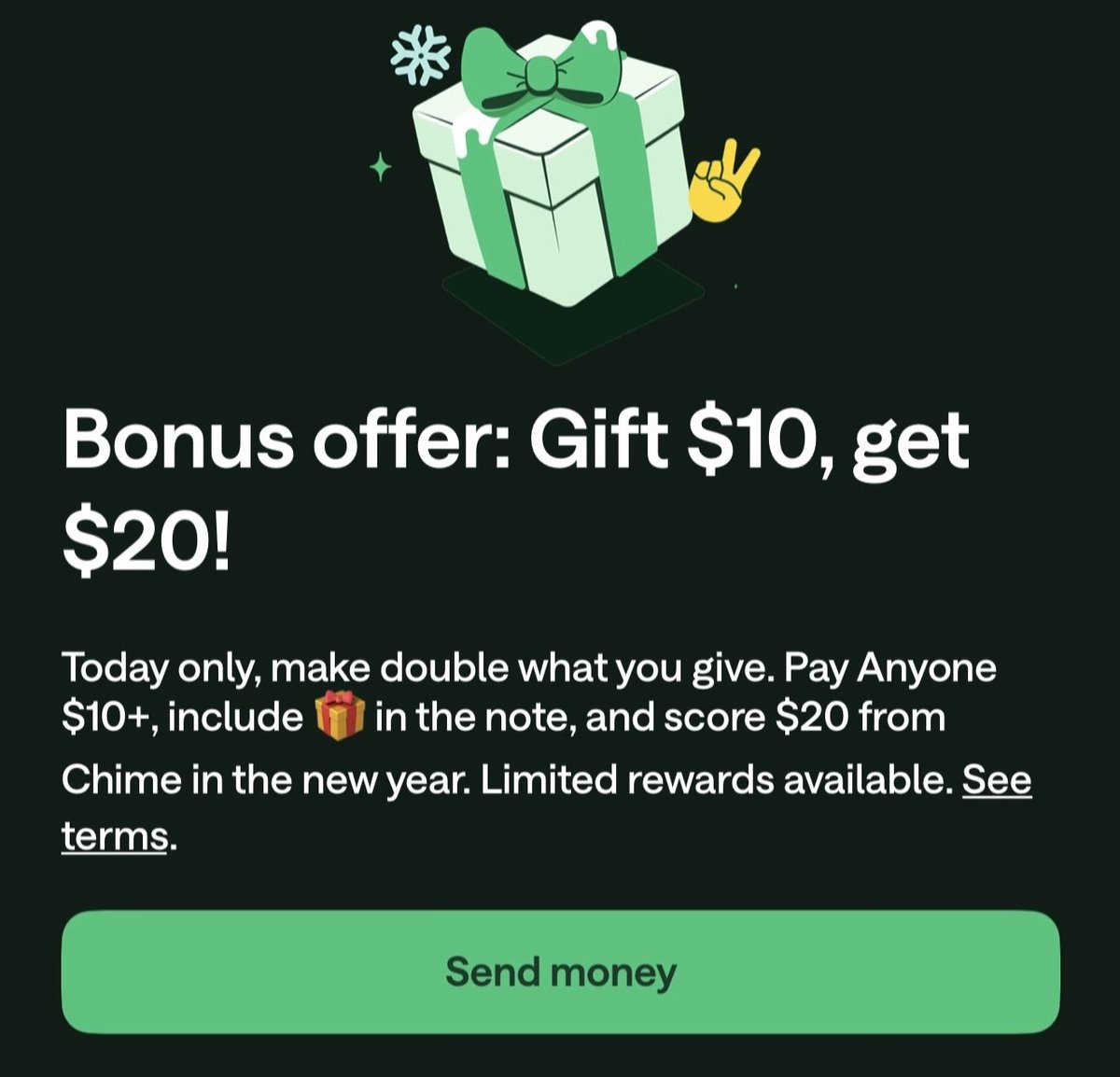 GlitchedDeals's tweet image. This just got better

Send $10 to anyone, get $20 back

That’s $10 profit for sending money lol

Must add 🎁 in the payment reason