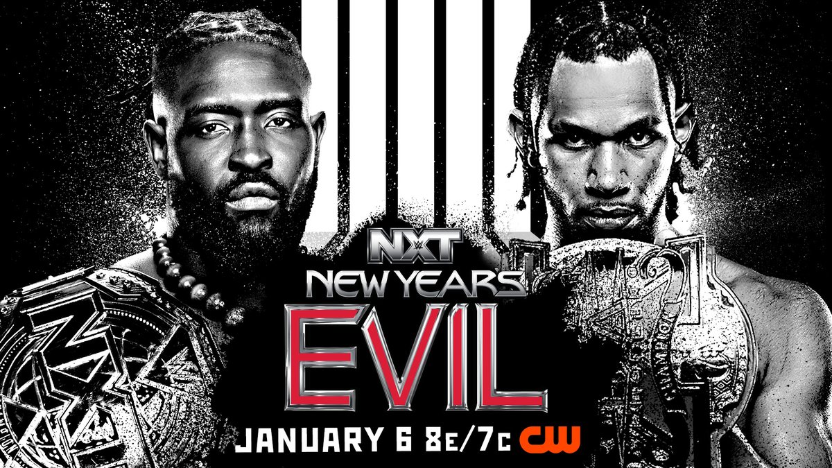 WWENXT's tweet image. NEXT WEEK at #NewYearsEvil 

👊 @Obaofwwe defends the #WWENXT Championship against @ThisIsTNA X-Division Champion @LEONSLATER_ 

😤 @jacyjaynewwe defends the NXT Women's Championship against the 2025 Women's Iron Survivor, @kendalgreywwe 

👀 @theahail_wwe defends the Women's…
