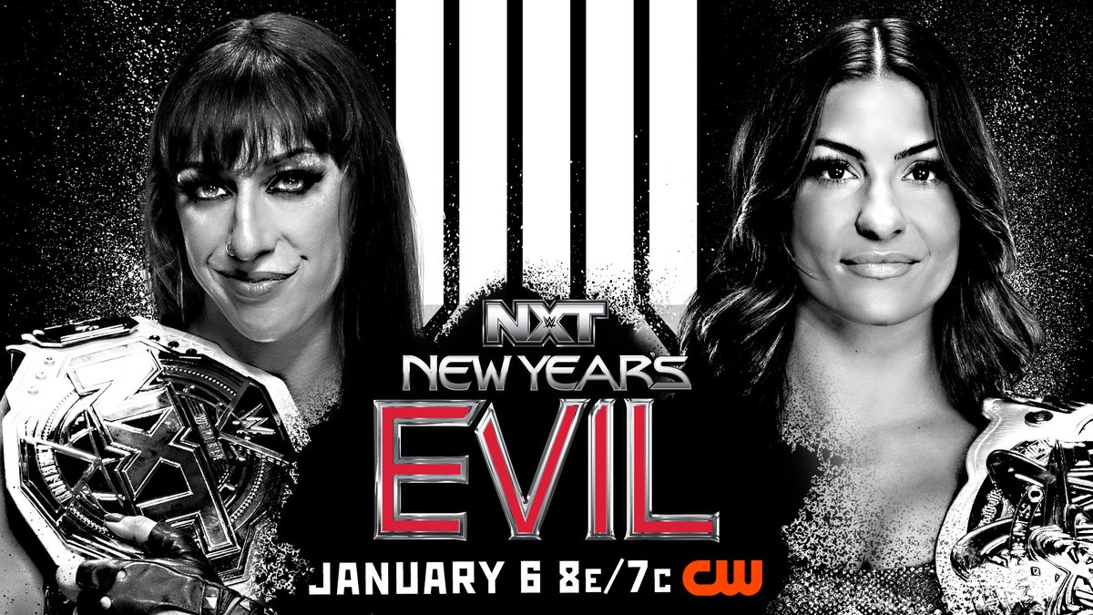 WWENXT's tweet image. NEXT WEEK at #NewYearsEvil 

👊 @Obaofwwe defends the #WWENXT Championship against @ThisIsTNA X-Division Champion @LEONSLATER_ 

😤 @jacyjaynewwe defends the NXT Women's Championship against the 2025 Women's Iron Survivor, @kendalgreywwe 

👀 @theahail_wwe defends the Women's…
