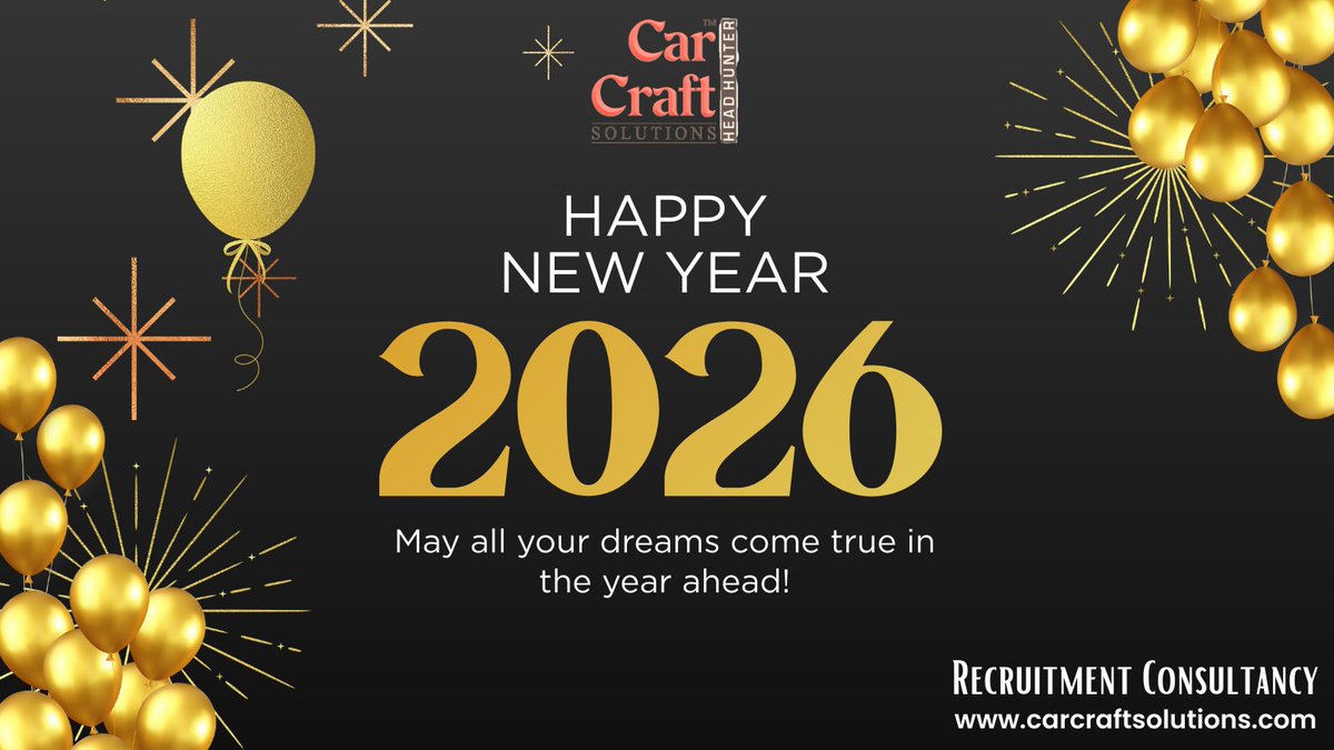 carcrafthr's tweet photo. As we step into a new year, we thank our clients, candidates, and partners for their continued trust. Here’s to new opportunities, stronger collaborations, and shared success in 2026.
Happy New Year 2026!

#HappyNewYear2026 #recruitment #NewBeginnings  #SuccessAhead https://t.co/4lhu1CRoBn